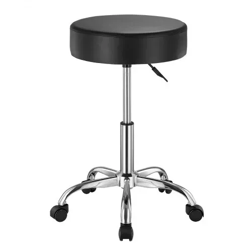 VEVOR Sattelhocker Rollhocker 204 kg belastbarer höhenverstellbarer (55-71 cm) Drehhocker Arbeitshocker PU-Leder-Drehsattelstuhl für Salon Spa Massage Klinik Schwarz – Bild 9