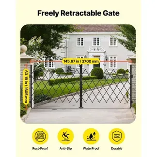 VEVOR Sicherheitstor abschließbar, doppelt klappbares Scherentor mit 360°-Lenkrollen, einziehbare Stahltore Outdoor, für Eingangssicherheit Garage Lager, Falttor 3700 x 1605 mm (B x H) Schwarz VEVOR Sicherheitstor abschließbar, doppelt klappbares Scherentor mit 360°-Lenkrollen, einziehbare Stahltore Outdoor, für Eingangssicherheit Garage Lager, Falttor 3700 x 1605 mm (B x H) Schwarz
