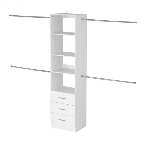 VEVOR Garderobenständer mit 3 Schubladen, verstellbarer Kleiderständer aus Holz, Kleiderschrankorganisation mit 4 ausziehbaren Kleiderstangen (575-1020 mm), Schranksystem für begehbare Garderoben – Bild 9