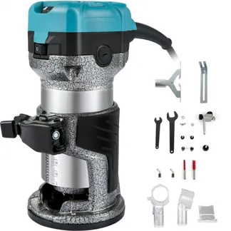 VEVOR Elektrik Hand Holz Oberfräse 800 W, Einhand Oberfräse 30000 U/min, Holz Kantenfräse, 3 Spannzangen, Soft-Start, Aluminiumlegierung, Drehzahlregelung, Elektrische Oberfräse Holzbearbeitung VEVOR Elektrik Hand Holz Oberfräse 800 W, Einhand Oberfräse 30000 U/min, Holz Kantenfräse, 3 Spannzangen, Soft-Start, Aluminiumlegierung, Drehzahlregelung, Elektrische Oberfräse Holzbearbeitung