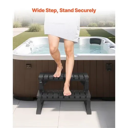 VEVOR Badewannenstufe Pooltreppe 2-stufige Außentreppe, 599,44 mm breite PP-Leiter für oberirdische/aufblasbare Pools mit 145,15 kg Tragkraft, vielseitig einsetzbar für Veranda Terrasse Wohnmobile – Bild 2