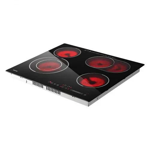 VEVOR Glaskeramikkochfeld 59 x 52 cm Einbau Elektrokochfeld 6600 W 4 Kochzonen, Keramikkochfeld mit 9 Leistungsstufen, Timer, Kindersicherung, Überhitzungsschutz und Touch-Bedienung, ohne Stecker – Bild 9