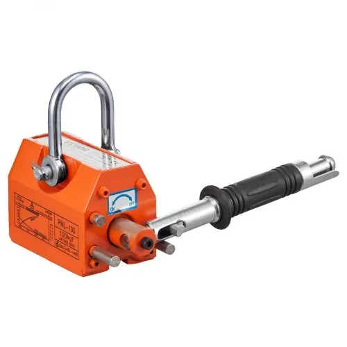 VEVOR Lasthebemagnet Kranmagnet (100 kg Tragfähigkeit, 250 kg Zugkraft, -40 bis 80 ℃), Handgesteuertes Gabelanheben Magnetlifter Magnetheber Gelb Neodymium Lifting Magnet Werkzeug – Bild 10