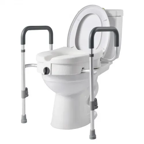 VEVOR Toilettensitzerhöhung Toilettenerhöhung mit Armlehnen & 159 kg Tragkraft & 127 mm Hubhöhe & Aluminiumrahmen, erhöhter Toilettensitz für ältere Menschen Senioren Behinderte Erwachsene – Bild 8