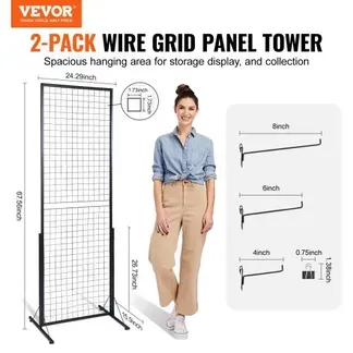 VEVOR 2 x 5,6 Gitterwandpaneele Tower 2 Packungen Drahtgitterwand-Präsentationsständer VEVOR 2 x 5,6 Gitterwandpaneele Tower 2 Packungen Drahtgitterwand-Präsentationsständer