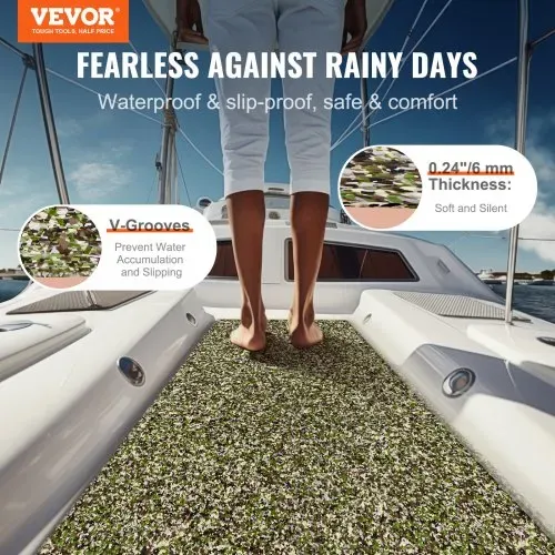 VEVOR Bootsbodenbelag, EVA-Schaum-Bootsdeck, 2400 x 600 x 6 mm, rutschfester, selbstklebender Bodenbelag, 28800 cm², 2 Rollen Marineteppich für Boote, Yachten, Pontons, Kajakdecks VEVOR Bootsbodenbelag, EVA-Schaum-Bootsdeck, 2400 x 600 x 6 mm, rutschfester, selbstklebender Bodenbelag, 28800 cm², 2 Rollen Marineteppich für Boote, Yachten, Pontons, Kajakdecks