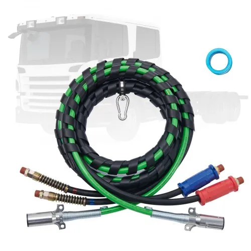 VEVOR 12FT Sattelschlepper-Luftleitungssatz 3-in-1 Luftschläuche 7-Wege-Stecker VEVOR 12FT Sattelschlepper-Luftleitungssatz 3-in-1 Luftschläuche 7-Wege-Stecker