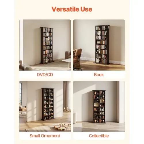 VEVOR Medienregal, 8-lagiges CD-Regal, 559x222x1295 mm, Multimedia-Aufbewahrung für CDs, DVDs, Bücher & Spiele, Raumteiler Schrank mit 16 Fächern für Wohnzimmer, Homeoffice, Aufnahmeraum – Bild 5