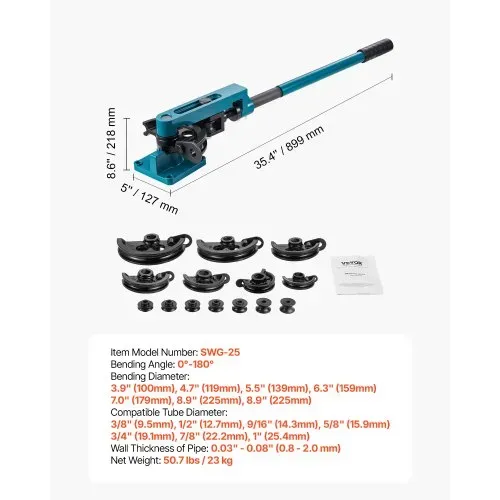 VEVOR Manueller Rohrbieger Rohrbiegegerät 10-25 mm Rohrbiegemaschine Handrohrbieger – Bild 6