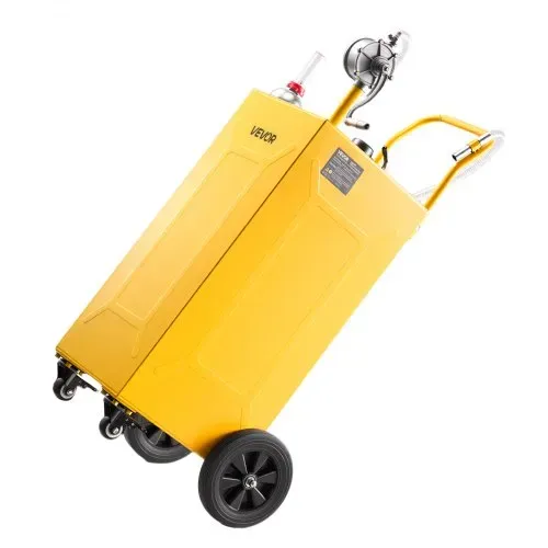 VEVOR 132,5L Kraftstofftrolley Mobile Tankanlage mit Manueller Pumpe Gelb, Tragbarer Kraftstoffbehälter für KFZ Rasenmäher Boot, Mit 4 Rollen & Ölstandsanzeige, Für Benzin & Diesel, Kohlenstoffstahl – Bild 10
