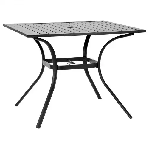 VEVOR Terrassentisch Gartentisch Balkontisch (94 x 94 cm) aus Kohlenstoffstahl quadratischer Esstisch für Outdoor Hof Terrasse Garten Veranda, wasserfest, mit Schirmloch, 68 kg Tragkraft Schwarz – Bild 10