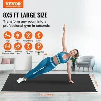 VEVOR Trainingsmatte, rutschfeste, hochdichte Premium-Yogamatte, Trainings-Yogamatte für Männer und Frauen, Fitness- und Trainingsmatte mit Tasche und Tragegurt, für alle Arten von Heim-Yoga, Pilates und Bodentraining (2,4 x 1,5 m) VEVOR Trainingsmatte, rutschfeste, hochdichte Premium-Yogamatte, Trainings-Yogamatte für Männer und Frauen, Fitness- und Trainingsmatte mit Tasche und Tragegurt, für alle Arten von Heim-Yoga, Pilates und Bodentraining (2,4 x 1,5 m)