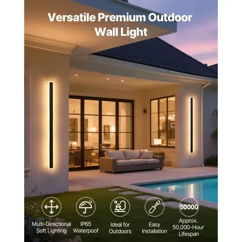 VEVOR Außenwandleuchten, 2er-Pack, 47,2 Zoll lange Streifen, moderne Außenwandleuchten, 3000 K Warmweiß, IP65 wasserdichte, rostfreie Außenwandbeleuchtung, für Haus, Veranda, Garage VEVOR Außenwandleuchten, 2er-Pack, 47,2 Zoll lange Streifen, moderne Außenwandleuchten, 3000 K Warmweiß, IP65 wasserdichte, rostfreie Außenwandbeleuchtung, für Haus, Veranda, Garage