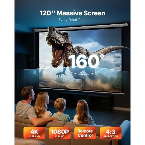 VEVOR Motor Projektionsleinwand Beamer Leinwand, 120 Zoll 4:3 4K 1080 HD, Projektionsdisplay-Projektor mit Fernbedienung, automatische Filmleinwand, tragbare Rolloleinwand Heimkino Heimbüro VEVOR Motor Projektionsleinwand Beamer Leinwand, 120 Zoll 4:3 4K 1080 HD, Projektionsdisplay-Projektor mit Fernbedienung, automatische Filmleinwand, tragbare Rolloleinwand Heimkino Heimbüro