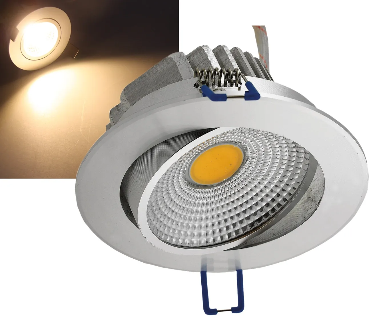 LED-Einbauleuchte „COB-7“, 7W, 550lm 3000K, 75°, 109x47mm,Rahmen chrom #REST# LED-Einbauleuchte „COB-7“, 7W, 550lm 3000K, 75°, 109x47mm,Rahmen chrom #REST#