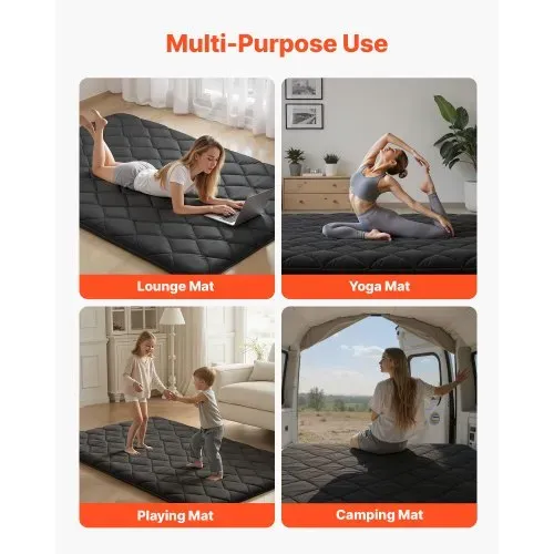 VEVOR japanische Futon-Matratze (2032 x 1372 x 89 mm), faltbare Tatami (Full Size), Bodenmatratze mit Aufbewahrungstasche & Befestigungsmaterial, 9-lagige Schlafmatte für Meditation Yoga, Schwarz – Bild 6
