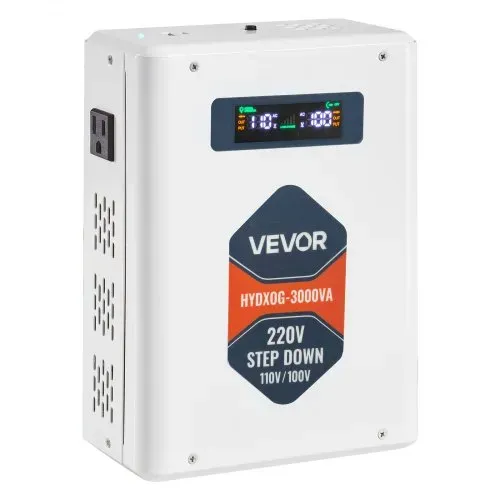 VEVOR Abwärtsspannungswandler Abwärts, 3000 VA, Hochleistungs-Konverter, 220 V auf 110 V Leistungstransformator, mit 2 US-Steckdosen, USB-Ausgang, LCD-Display, Temperaturschutz, für 110-V-Geräte – Bild 9