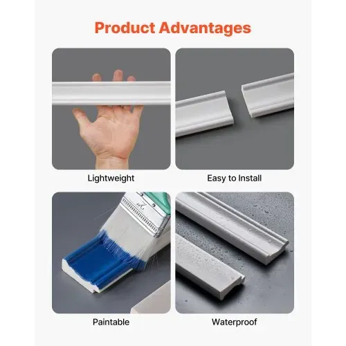 VEVOR Wandform-Set, Wandleisten, Stuckleisten, lackierbares Polystyrol, Friesleisten, Friesleisten für Wände, Akzentwandpaneele für die Inneneinrichtung von Wohnzimmer und Schlafzimmer, Weiß – Bild 3
