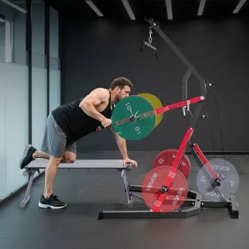 VEVOR Corner Leverage Gym Heim-Fitnessgerät mit 2:1-Verhältnis LAT Low Row System, Krafttrainingsgerät für Kniebeugen Kreuzheben Bankdrücken Bizepscurls, verstellbare Ganzkörper-Trainingsstation – Bild 7
