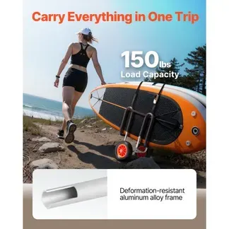 VEVOR Transportwagen, 68 kg, Stand Up Paddle Board Trolley mit 25,4 cm Vollgummireifen, Schaumstoffpolster, Spanngurt, ideale Transporthilfe für Paddleboard- und Surfboard, 520 x 500 x 680 mm VEVOR Transportwagen, 68 kg, Stand Up Paddle Board Trolley mit 25,4 cm Vollgummireifen, Schaumstoffpolster, Spanngurt, ideale Transporthilfe für Paddleboard- und Surfboard, 520 x 500 x 680 mm