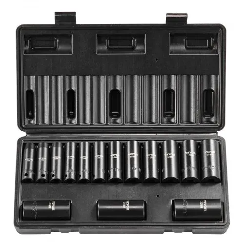 VEVOR Steckschlüsselsatz Schlagsteckschlüsselsatz 3/8 Zoll, 15-teiliger tiefer Steckschlüsselsatz metrisch 8-22 mm, 6-Punkt-Cr-Mo-Legierungsstahl für Autoreparaturen, inkl. Werkzeugkoffer – Bild 10