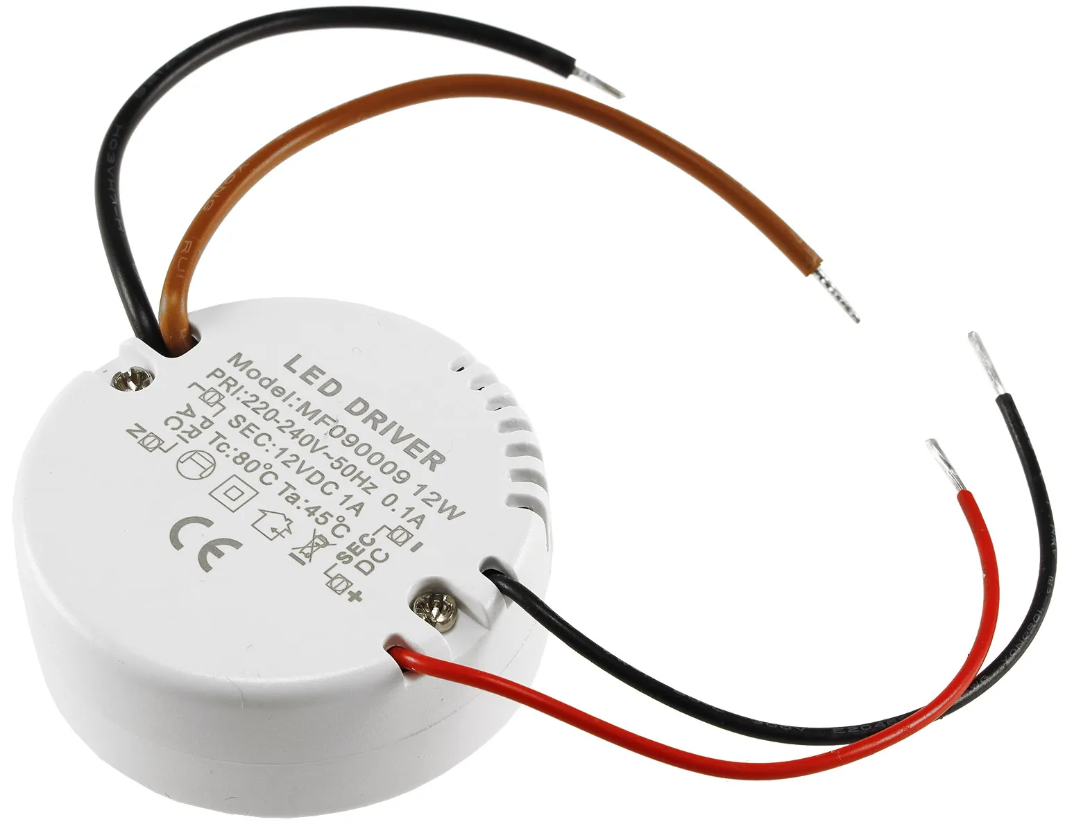 LED-Trafo „CT-12E-V2R“, 0,5-12W rund Ein 220-240V, Aus 12V= Konstantspannung LED-Trafo „CT-12E-V2R“, 0,5-12W rund Ein 220-240V, Aus 12V= Konstantspannung