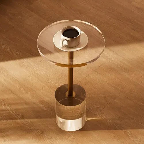 VEVOR Durchsichtiger Acryl-Beistelltisch, Acryl-Beistelltisch mit Solider Basis, φ302 x 20 mm Runde Tischplatte, 543 mm Hoch, für Kaffee, Getränke, Essen, Snacks, Geeignet für Wohnzimmer, Esszimmer – Bild 7