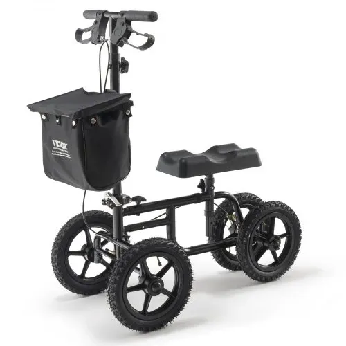 VEVOR Knieroller Knie-Walker aus Karbonstahl mit höhenverstellbarer Lenkstange und Kniepolster 30 cm Geländerad Doppelbremsen, Bein-Rehabilitationsroller für verletzte Knöchel Füße und Knie 160 kg – Bild 8