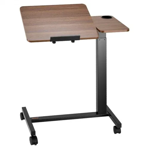 VEVOR Überbetttisch mobiler Beistelltisch mit klappbarer Schreibtischplatte, höhenverstellbarer & winkelverstellbarer Laptoptisch mit Getränkehalter, Betttisch für Büro Arbeitszimmer – Bild 9