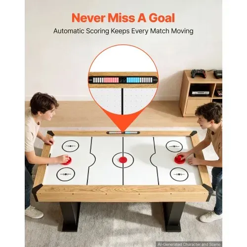 VEVOR Airhockey-Tisch 1525 mm Spieltisch mit Elektronischem Punktesystem für Spielzimmer, Keller und Freizeitbereiche, Gleichmäßiger Luftstrom mit MDF-Platten, Verstellbaren Füßen und Eckenschutz – Bild 3