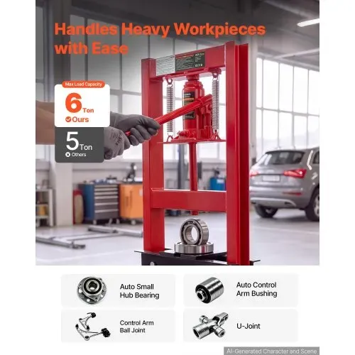 VEVOR Hydraulische Werkstattpresse 6 t H-Rahmen aus Kohlenstoffstahl Rot, 4 Höhenstufen 50–230 mm, Hydraulikpresse mit Beweglicher Pressplatte und Rutschfestem Griff, zum Biegen Richten Pressen VEVOR Hydraulische Werkstattpresse 6 t H-Rahmen aus Kohlenstoffstahl Rot, 4 Höhenstufen 50–230 mm, Hydraulikpresse mit Beweglicher Pressplatte und Rutschfestem Griff, zum Biegen Richten Pressen