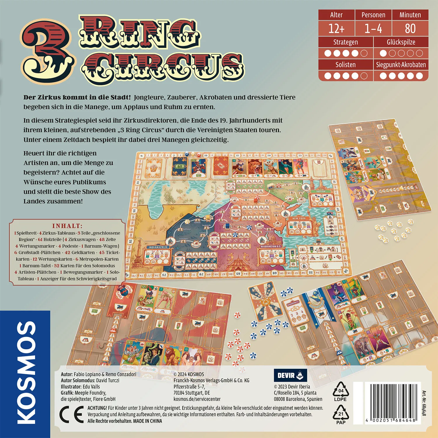 Kosmos 3 Ring Circus 80 min Brettspiel Strategie – Bild 2