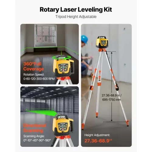 VEVOR Rotationslaser-Nivellierset mit Stativ & Messlatte, Grünem Laserstrahl, 500 m Reichweite, einstellbarer Neigung, 360° Drehbar, Flexiblem Scanwinkel, inkl. Fernbedienung & Tragetasche VEVOR Rotationslaser-Nivellierset mit Stativ & Messlatte, Grünem Laserstrahl, 500 m Reichweite, einstellbarer Neigung, 360° Drehbar, Flexiblem Scanwinkel, inkl. Fernbedienung & Tragetasche
