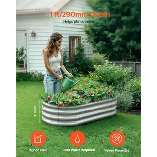 VEVOR Hochbeet Metall 1200x600x290 mm, Pflanzbeet, Gemüsebeet, Pflanzkasten mit offenem Boden & abgerundeten Kanten, Blumenbeet, Kräuterbeet, ideal für Gemüse, Blumen, Kräuter & Sukkulenten, Oval VEVOR Hochbeet Metall 1200x600x290 mm, Pflanzbeet, Gemüsebeet, Pflanzkasten mit offenem Boden & abgerundeten Kanten, Blumenbeet, Kräuterbeet, ideal für Gemüse, Blumen, Kräuter & Sukkulenten, Oval