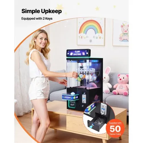 VEVOR Greifautomat, mittelgroßer Arcade-Spielautomat mit Licht und Ton, einstellbarem Schwierigkeitsgrad, präziser Süßigkeitengreifer-Preisspender, für kommerzielles Heimkino, Schwarz-Lila – Bild 5