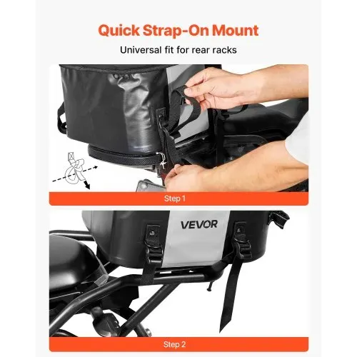 VEVOR Motorradhecktasche 28 L wasserfest, Rücksitztasche Kofferraumtasche für Motorradgepäck, Gepäckaufbewahrung mit Tasche & verstellbarer Schnalle, universell passender Gepäckträger, Schwarz – Bild 3