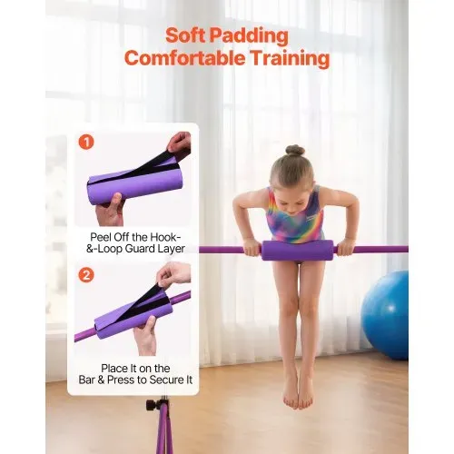 VEVOR Gymnastikstange für Kinder mit 63,5 kg Tragkraft, Klappbares Turnreck mit Turnringen, Höhenverstellbare Turnstange für Indoor- und Outdoor-Training, Heimtrainingsgerät für Kinderturnen, Lila – Bild 4