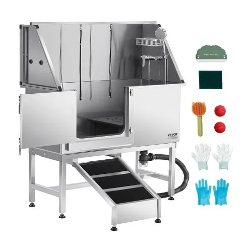 VEVOR Hundewaschstation Edelstahl, 1270x580x1495 mm Tierpflegewanne mit Rampe, PE-Wasserfilterplatte, Wasserhahn, Duschkopf & Seifenhalter, für große, mittelgroße & kleine Haustiere (linke Tür) VEVOR Hundewaschstation Edelstahl, 1270x580x1495 mm Tierpflegewanne mit Rampe, PE-Wasserfilterplatte, Wasserhahn, Duschkopf & Seifenhalter, für große, mittelgroße & kleine Haustiere (linke Tür)