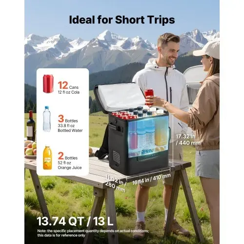 VEVOR Kompressor Kühlbox 13 L, Elektrischer Autokühlschrank, Mini Kühlbox -6 °C bis 10 °C, 12/24 V DC, Tragbarer Reisekühlschrank für Camping, Reisen, Auto, Lkw, Wohnmobil, SUV und Boot VEVOR Kompressor Kühlbox 13 L, Elektrischer Autokühlschrank, Mini Kühlbox -6 °C bis 10 °C, 12/24 V DC, Tragbarer Reisekühlschrank für Camping, Reisen, Auto, Lkw, Wohnmobil, SUV und Boot