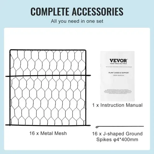 VEVOR 4er-Pack Pflanzenschutz vor Tieren, 34,3 x 34,3 cm Pflanzenschutz aus Hühnerdraht, Pflanzenkäfige für Pflanzen im Freien, Blumen und Gemüse, hält Hasen, Hühner und Eichhörnchen fern, 16-teiliges Metallgeflecht – Bild 4