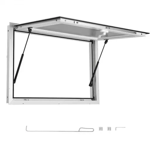 VEVOR Verkaufsfenster für Foodtrucks 915 x 610 mm Konzessionsfenster, Ideal für Straßenverkauf, Take-away und Drive-in, bis 85° Aufklappbar, mit Doppelten Dichtungsstreifen und Innenverriegelung – Bild 8