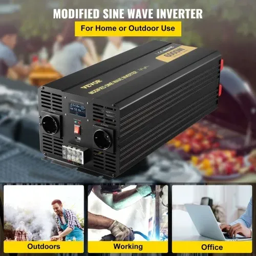 VEVOR Wechselrichter 6000 W, Modifizierter Sinus-Wechselrichter DC 12 V auf AC 230 V Auto-Konverter mit LCD-Display, LED-Anzeigen, EU-Steckdosen, Wechselrichter, für Auto, Wohnmobil, Lkw, Boot, Reisen VEVOR Wechselrichter 6000 W, Modifizierter Sinus-Wechselrichter DC 12 V auf AC 230 V Auto-Konverter mit LCD-Display, LED-Anzeigen, EU-Steckdosen, Wechselrichter, für Auto, Wohnmobil, Lkw, Boot, Reisen