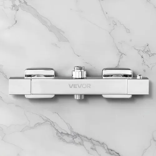 VEVOR Duscharmatur mit Thermostat Duschthermostat mit 38 °C Sicherheitsschloss, Duschhahnventil Badewannenarmatur (2 Löcher), Temperaturregelventile für Badezimmer Wohnmobil Hotel Chrom-Silber – Bild 7