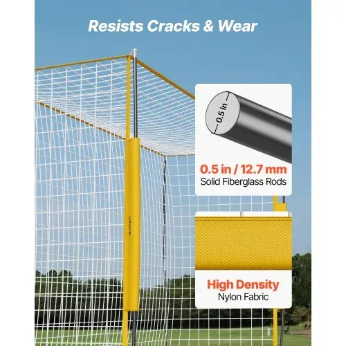 VEVOR Tragbares Fußballtor Soccertor Fußballnetz 3,66 x 1,83 m für den Garten, großes Übungsfußballnetz Trainingstor-Set mit Stahl-Glasfaserstruktur, Allwetter-Fußballtore mit Tragetasche, Gelb – Bild 4