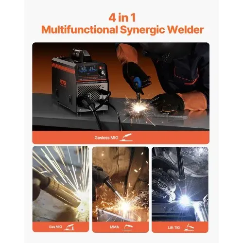 VEVOR MIG-Schweißgerät, 160 A Welder, synergetische MIG-Schweißmaschine, 4-in-1-Gas/MIG/MMA/Lift TIG-Mehrprozess-Schweißer mit IGBT-Wechselrichtertechnologie und LCD-Bildschirmanzeige VEVOR MIG-Schweißgerät, 160 A Welder, synergetische MIG-Schweißmaschine, 4-in-1-Gas/MIG/MMA/Lift TIG-Mehrprozess-Schweißer mit IGBT-Wechselrichtertechnologie und LCD-Bildschirmanzeige
