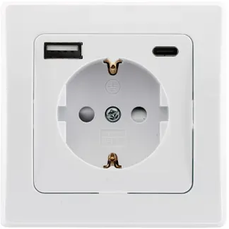 DELPHI Schutzkontakt-Steckdose, weiß 230V~/ 16A, Unterputz, USB-A/C PD 3.0 DELPHI Schutzkontakt-Steckdose, weiß 230V~/ 16A, Unterputz, USB-A/C PD 3.0