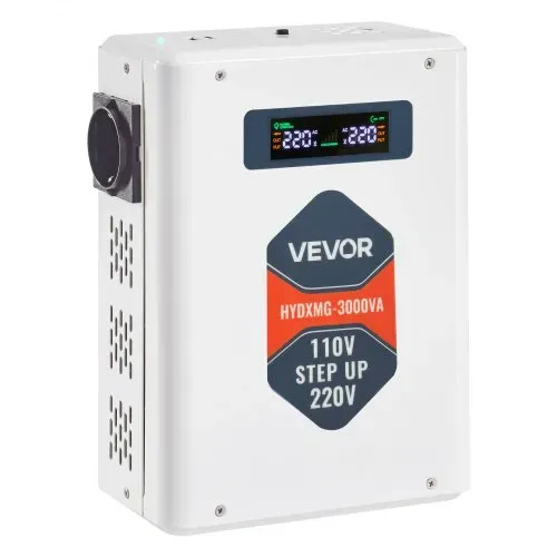 VEVOR Spannungswandler aufwärts, 3000 VA, Hochleistungs-Stromwandler, 110 V auf 220 V Leistungstransformator, mit 2 EU-Steckdosen, USB-Ausgang, LCD-Display, Temperaturschutz, für 220-V-Geräte – Bild 9