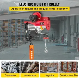 VEVOR Elektrischer Kettenzug, 1300 W Elektrischer Flaschenzug, 800 kg Kapazität des Doppelkabels Hebezug Kettenaufzug aus Stahl, Nennlast 1 T Seilhebezug mit Wagen, Kettenzug Seilwinde für Fabriken VEVOR Elektrischer Kettenzug, 1300 W Elektrischer Flaschenzug, 800 kg Kapazität des Doppelkabels Hebezug Kettenaufzug aus Stahl, Nennlast 1 T Seilhebezug mit Wagen, Kettenzug Seilwinde für Fabriken