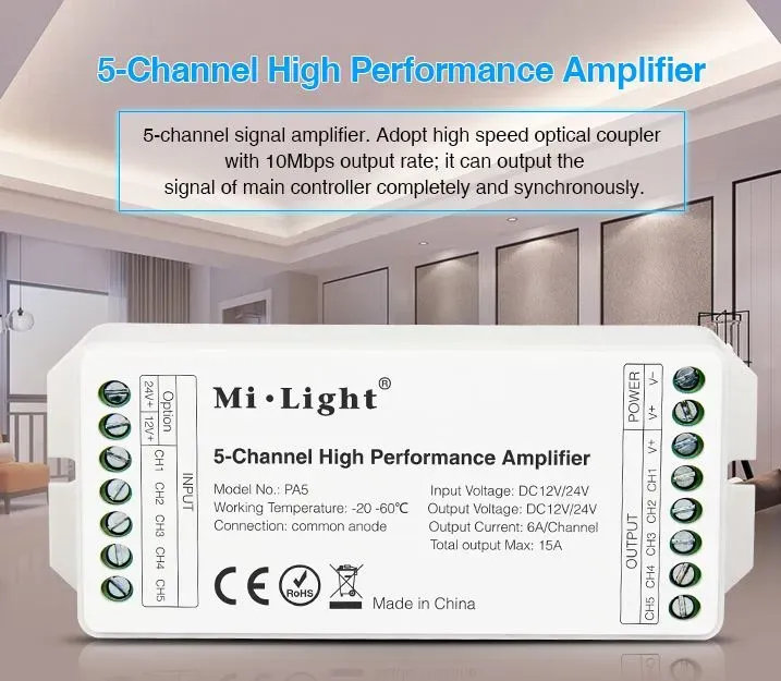 MiBoxer PA5 LED Controller 5-Channel Amplifier MiBoxer PA5 LED Controller 5-Channel Amplifier