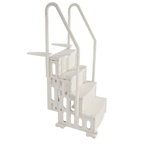 VEVOR Poolleiter, Kunststoff-Pooltreppe mit 2 Handläufen, 4 rutschfesten Stufen, 180 kg Tragkraft, Schwimmbadtreppe für 122-137 cm große Einbaupools, Terrasse, Haus, Innen, Außen, Weiß – Bild 10